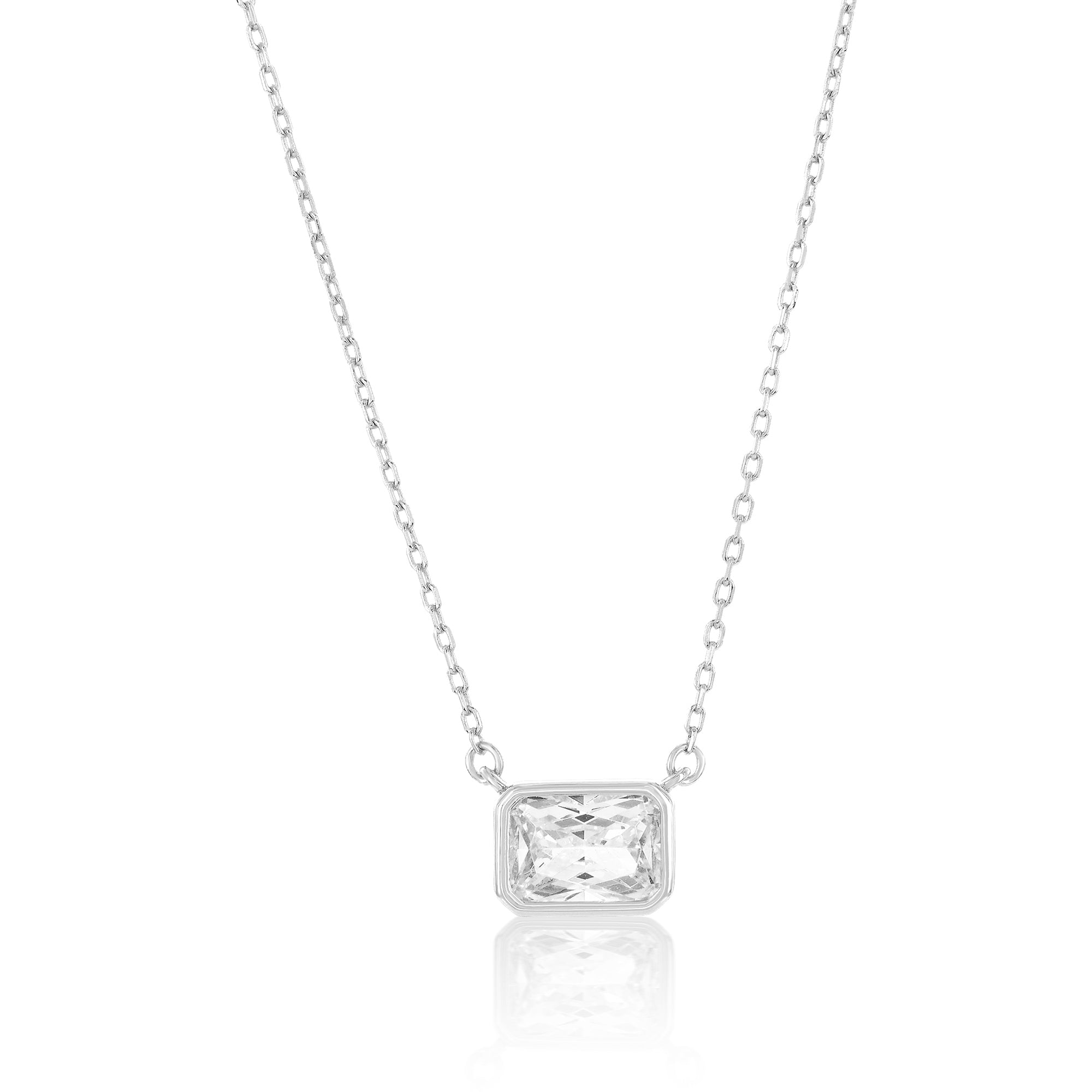 BEZEL-SET WHITE ZIRCONIA NECKLACE
