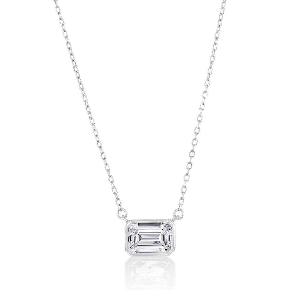 BEZEL-SET WHITE ZIRCONIA NECKLACE