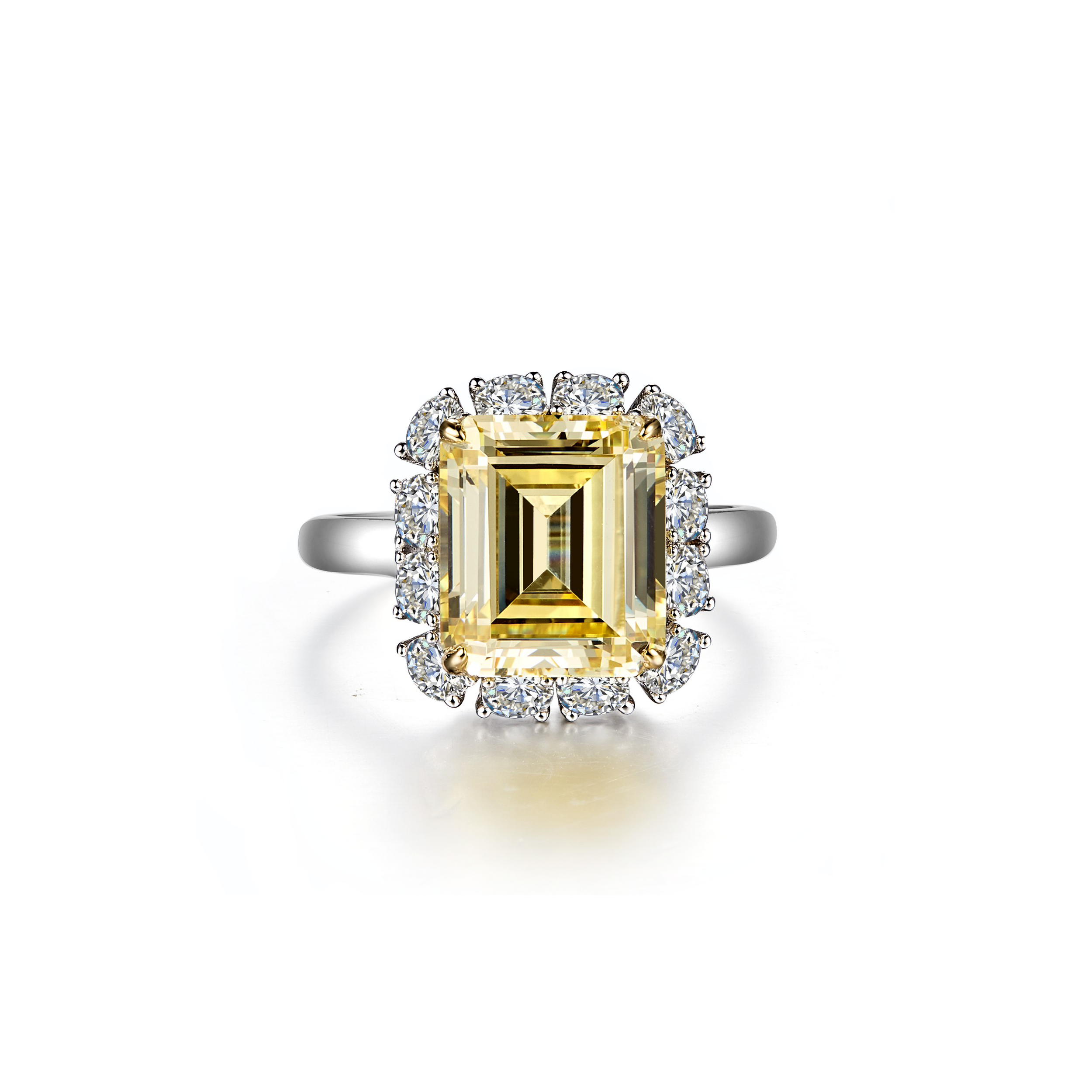 EMERALD-CUT HALO RING