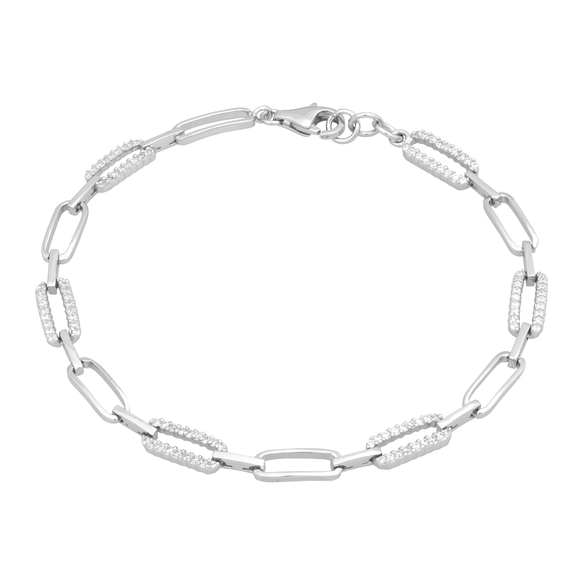 WHITE ZIRCONIA PAPERCLIP BRACELET