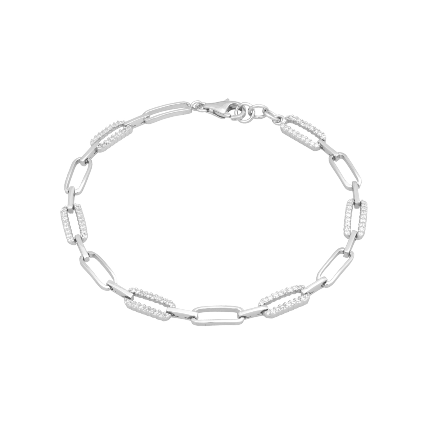 WHITE ZIRCONIA PAPERCLIP BRACELET