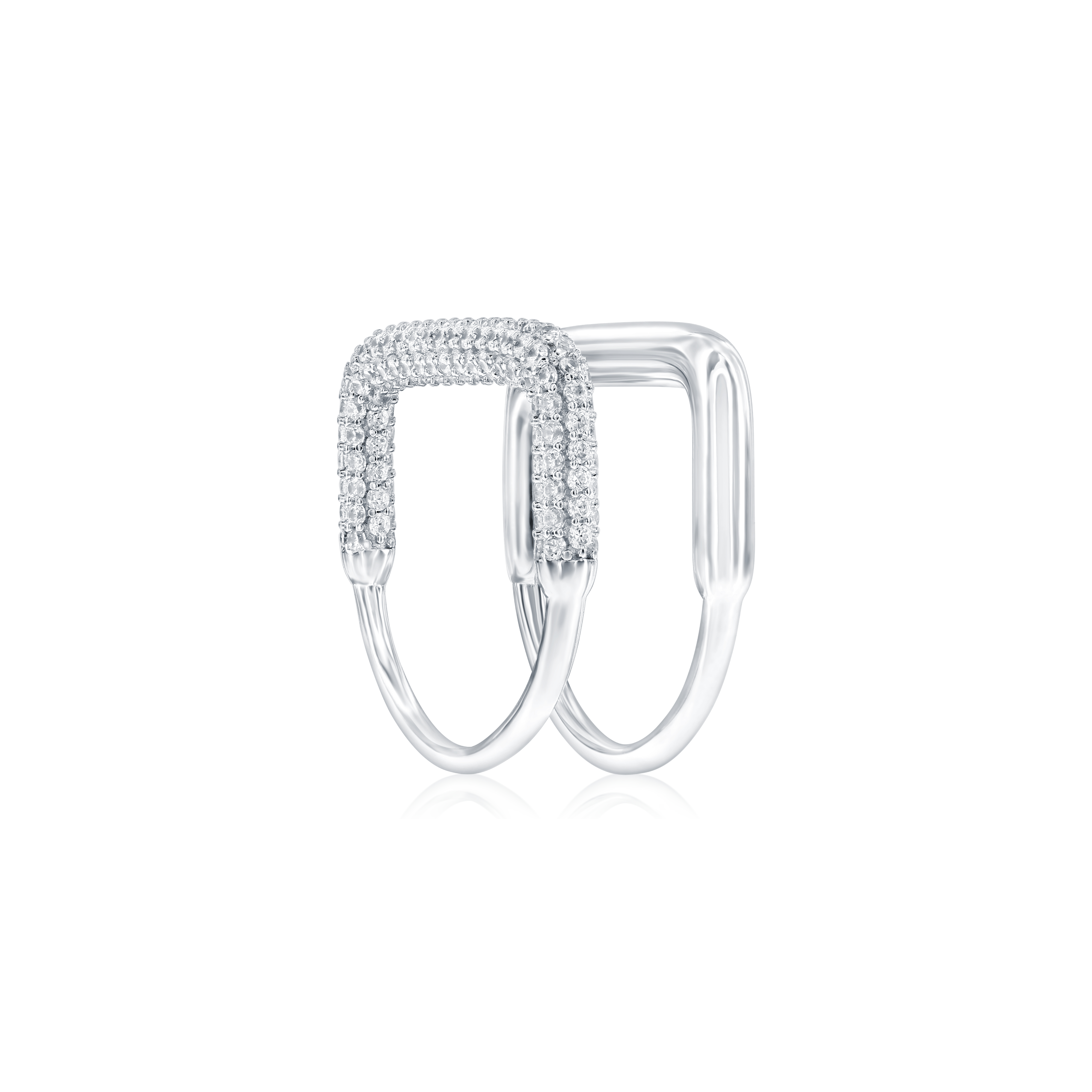 POLISHED AND MICRO PAVÉ TWO-SET BAND